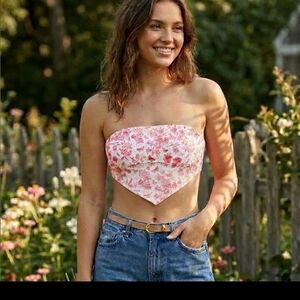 Princesa Polly Floral Strapless Crop Top. Size 6